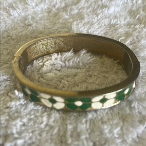 Elegant Gold and Green Bangle Bracelet